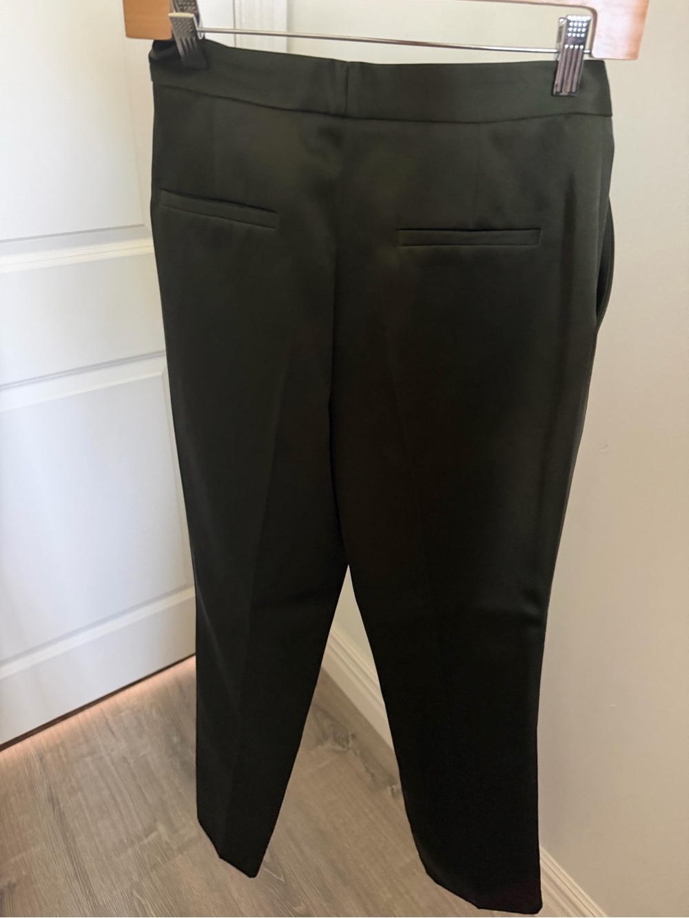 Zara Men's Dark Olive Satin Dress Trousers - Picture 4 of 4